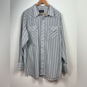 White Horse Men’s XXL 2XL Pearl Snap Yolk Western Cut Shirt Metallic Stripe